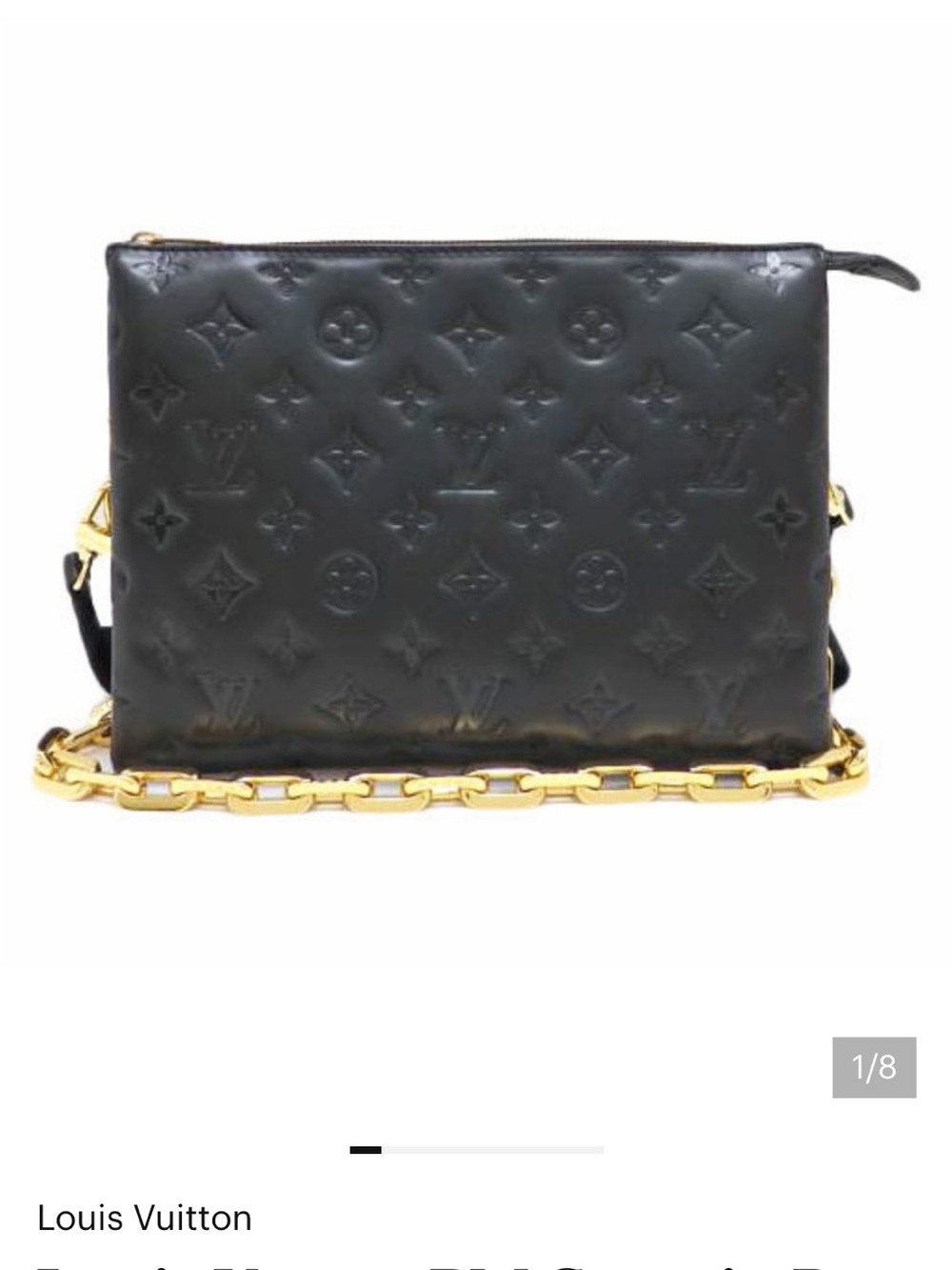 Louis Vuitton Black Monogram Embossed Leather Crossbody with Gold Chain